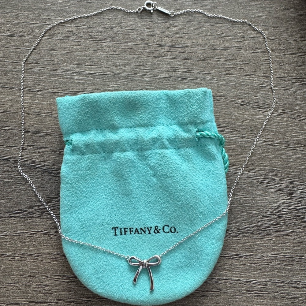 Tiffany & Co. Silver Bow Pendant Necklace